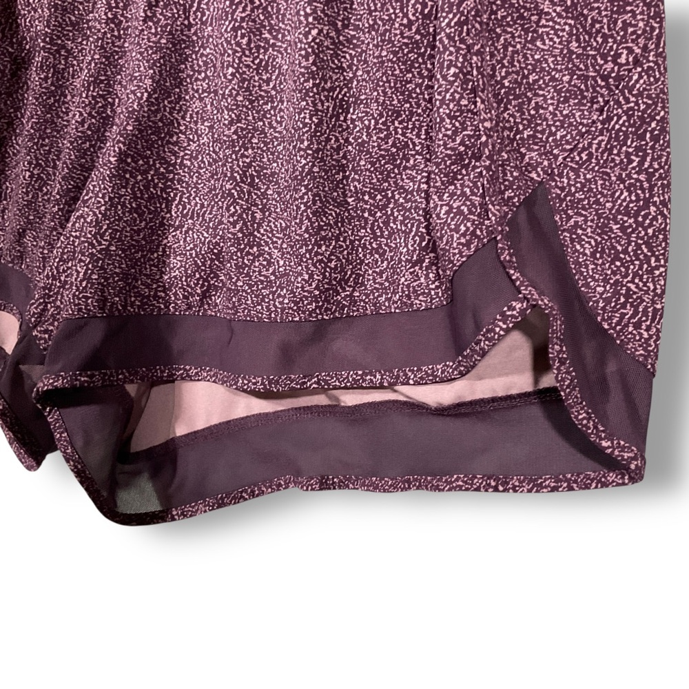 Athleta Mesh Racer Run Shorts Sz L Printed 4" Purple Activewear Athletic - Picture 3 of 9